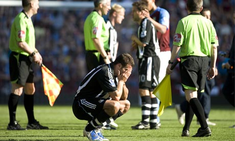 Newcastle's Steven Taylor after their defeat meant relegation from the Premier League